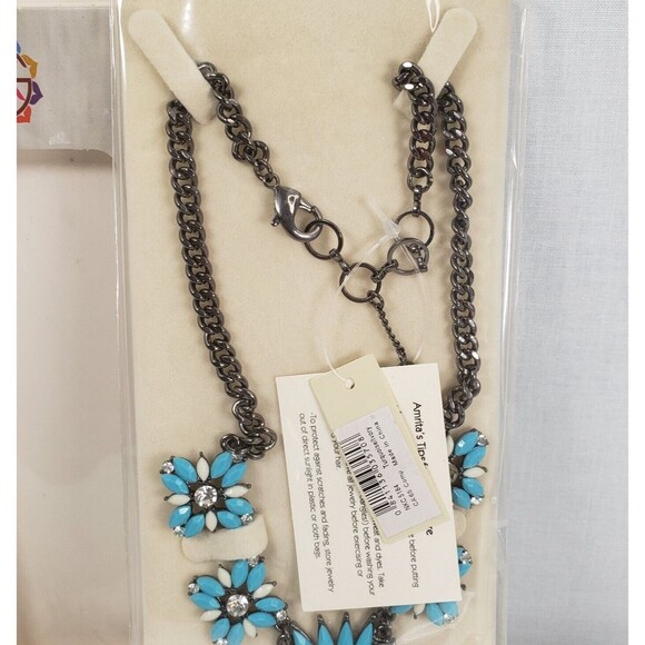Amrita Singh Women Turquoise Ivory Rhinestone Necklace Southwestern Chunky - Picture 9 of 16
